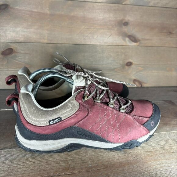oboz sapphire low womens size 10 shoes red leather waterproof hiking sneakers - Picture 2 of 8